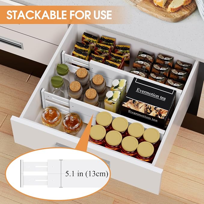Bamboo Drawer Dividers, Adjustable Drawer Organizers, Fits 17.6–21" Drawers