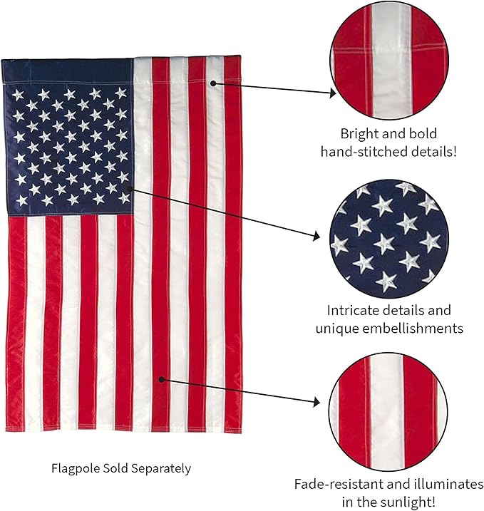Evergreen Flag American Flag 44-inch x 28-inch House Size | Heavy Duty Outdoor Premium 310D | Embroidered Stars and Stripes and Quadruple Stitched Edge | USA Residential or Commercial