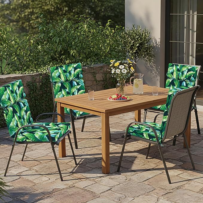 DYTXIII Outdoor High Back Chair Cushions Set of 2, 44"x22" Water Repellent Patio Seat Cushions with Elastic Sponge, All Weather Chair Pads for Rocking, Dining Chairs, Patio Furniture - Hanalei Lagoon