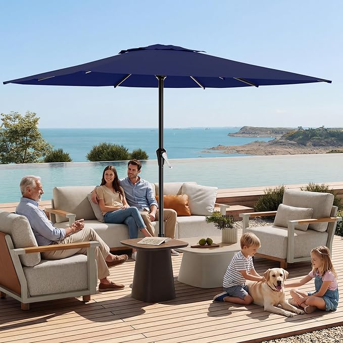 AreShark 8' x 10' Rectangle Patio Umbrellas for Outdoor, Outdoor Table Umbrella, Large Outdoor Patio Umbrellas with 8 Sturdy Ribs for Pool, Garden, Market (Royal Blue)