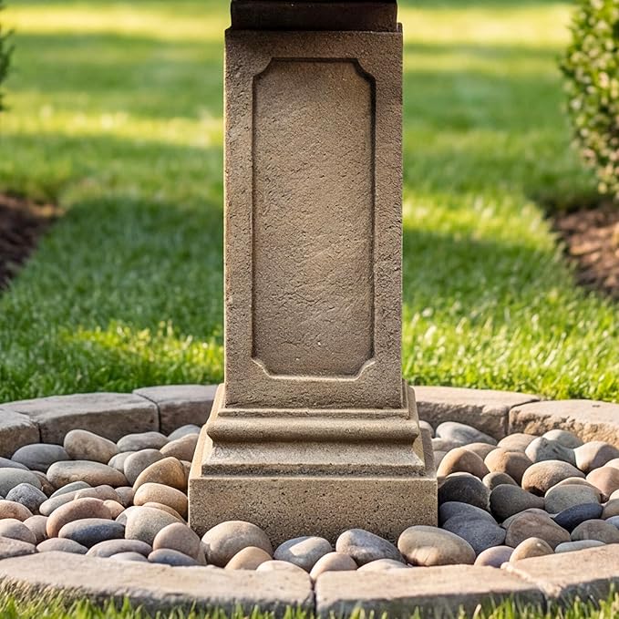 35-Inch Outdoor Water Fountain, 2-Tier Modern Italian Floor Standing Resin Waterfall Fountain with Warm Light, Home Art Decor for Garden, Patio, Yard, Porch, Deck, Lawn or Balcony in Brown