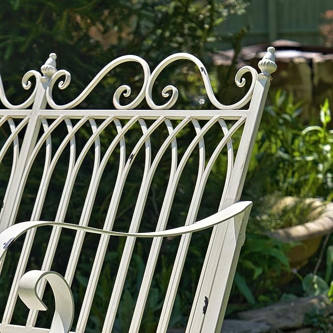 Zaer Ltd. Outdoor Metal Rocking Bench (Bench, Antique White)