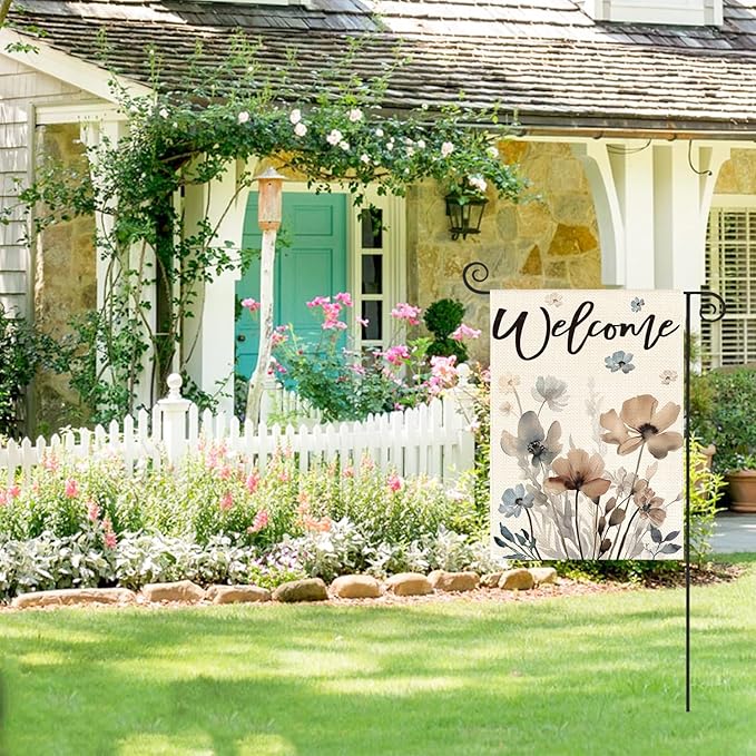 AVOIN colorlife Watercolor Flowers Garden Flag 12x18 Inch Double Sided Outside, Spring Summer Fall Seasonal Floral Welcome Yard Outdoor Flag