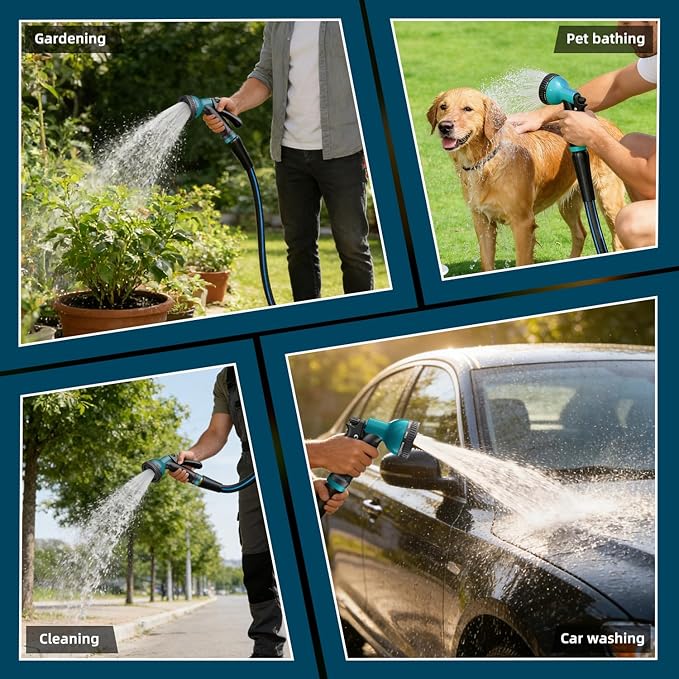 Short Garden Hose 3FT: Water Hose Lightweight with Double Copper Fittings - Flexible Swivel Leak-Free Quick Connections 5/8" - Hybrid Rubber Portable Hose for Garden Watering Car Pet Cleaning