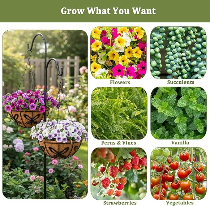3 Pack Hanging Baskets for Plants Outdoor 12 Inch Butterfly Metal Hanging Planters with Coco Coir Liner, Round Hanging Flower Basket for Home Garden Patio Balcony Porch