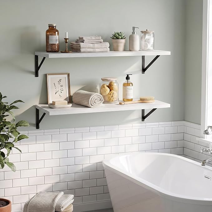 Dreamland Wall Mounted Floating Shelves Set of 2, 30x12, White