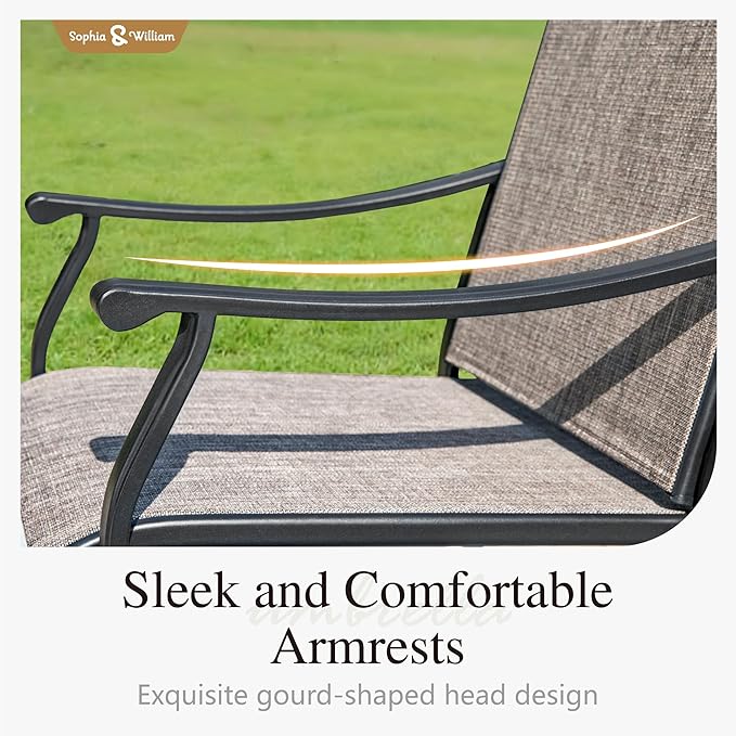 Sophia & William Patio Dining Chairs Set of 6, Outdoor Swivel Chairs with Breathable Textilene Fabric, Rustproof for Lawn Garden Support 350lbs