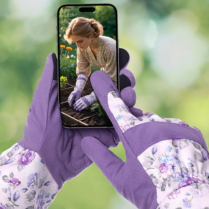 Trifabricy Gardening Gloves for Women, Leather Long Garden Gloves with Grip, Thorn-Proof Puncture-Resistant Work Gloves