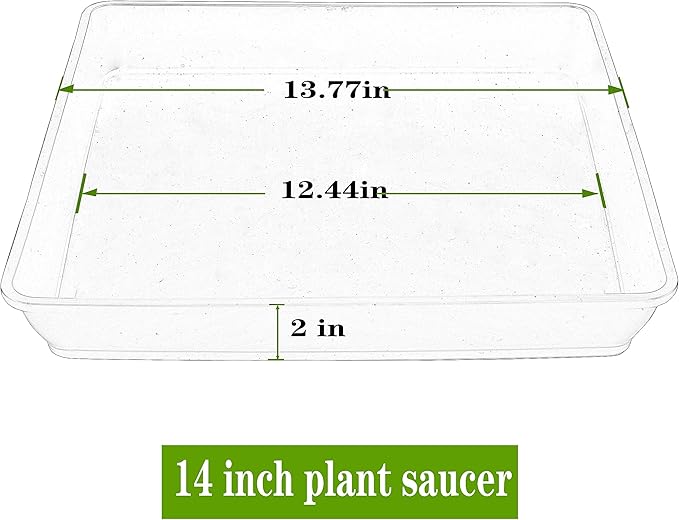 LWALRS Square Plant Saucer 14 Inch 5 Pack, Durable Plastic Plant Trays Plant Pot Saucers, Square Planters for Indoors and Outdoors Plants, Garden Large Plant Saucers for Pots Black.