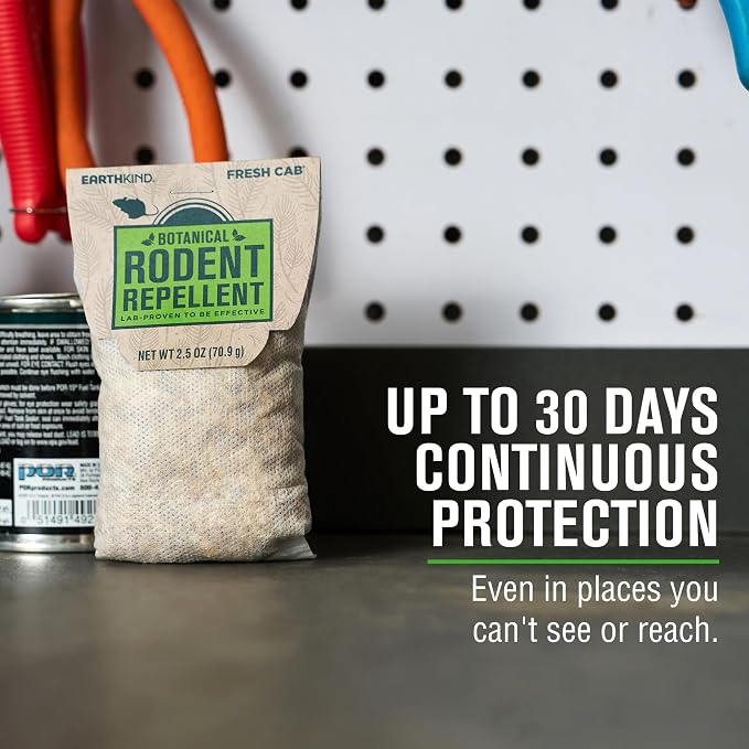 EarthKind Fresh Cab Rodent Repellent & Pouch Pod - Botanical Rodent & Mouse Repellent - Made with Plant Fibers & Essential Oils - New Packaging - 48-Pack, 1 Bucket