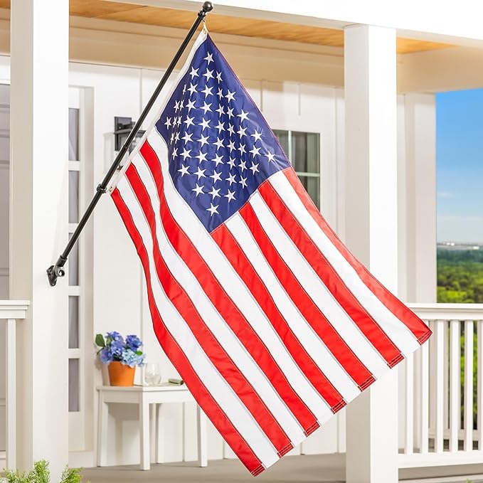 Evergreen Flag American Flag 3'x5' Estate Size with 2 Grommets | Heavy Duty Outdoor Flag | Embroidered Stars and Stripes and Quadruple Stitched Edge | USA Residential or Commercial