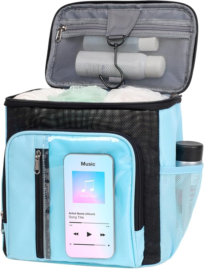 F-color Shower Caddy Portable for Dorm - Shower Bag Fits Full-Size Bottles