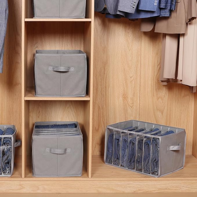 Zilink Wardrobe Clothes Organizer Pants Organizer Bins for Closet, 3 Pack
