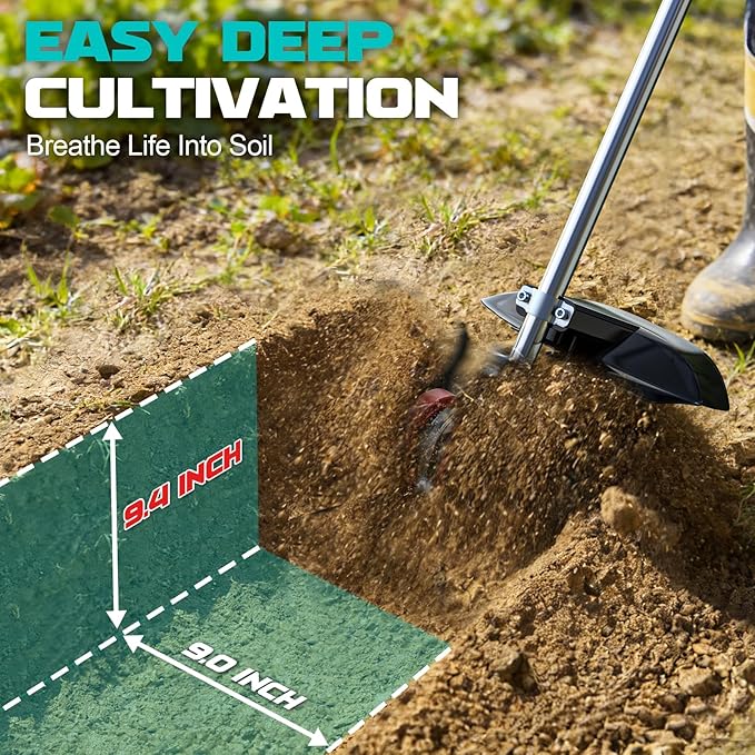 Cordless 2-in-1 Tiller Cultivator & Weed Wacker Compatible with Makita 18V Battery (Tool Only), 500RPM Electric Garden Tiller String Trimmer, 9" Tilling Width 9.4" Depth for Soil Lawn Cultivation