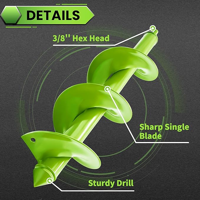 SYITCUN Auger Drill Bit for Planting - 3.5"X16" Heavy-Duty Garden Auger Spiral Drill Bit - Bulb Planter Tool & Auger Post Hole Digger - 3/8" Hex Drive Drill