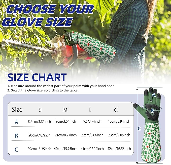 Schwer Gardening Gloves for Women, Rose Pruning Gloves with Reinforced Fingertips & Palm, Touchscreen, Breathable Long Garden Glove for Yard, Gardening Essentials & Supplies, Gifts for Gardener, S