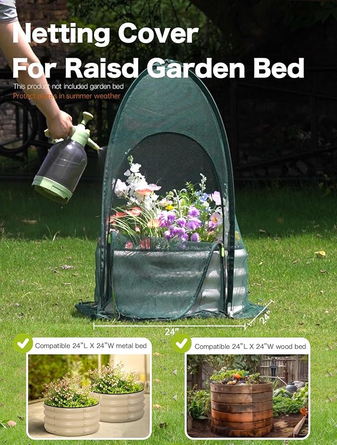 Pop up Gardening Net Cover,29.5x29.5x39.4 inches Pack of 2,Pest Guard Cover for Vegetables Fruits Durable Plant Gardening Net, Pop-Up Chicken Pen for Small Animals Outdoor Run and Pet Enclosure