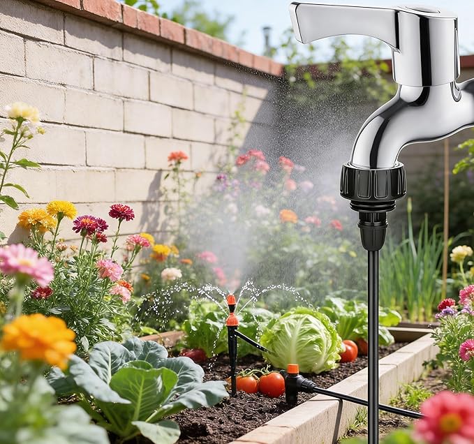 Drip Irrigation Hose Adapters,1/4 Inch Drip Irrigation Tubing x 3/4 FHT Swivel Garden Faucet Connectors with Lock Barbed for Drip Irrigation System-5 Pack