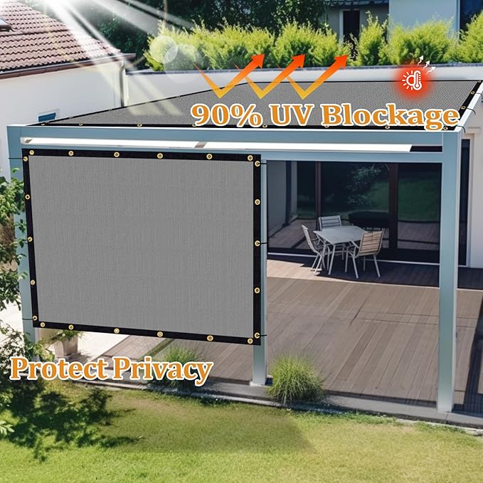 Shade&Beyond Customized Size 16' X 18' Shade Cloth with Grommets, 90% UV Protection UV Protection Mesh Tarp Sun Screens for Patio GN01, Light Gray
