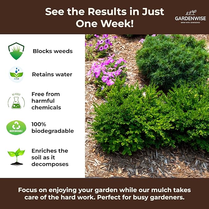GARDENWISE Premium Organic Wood Mulch for Gardens, Landscaping, Potted Plants, and Vegetable Gardens (0.2 CF - 4.8 L - 5 QTS)