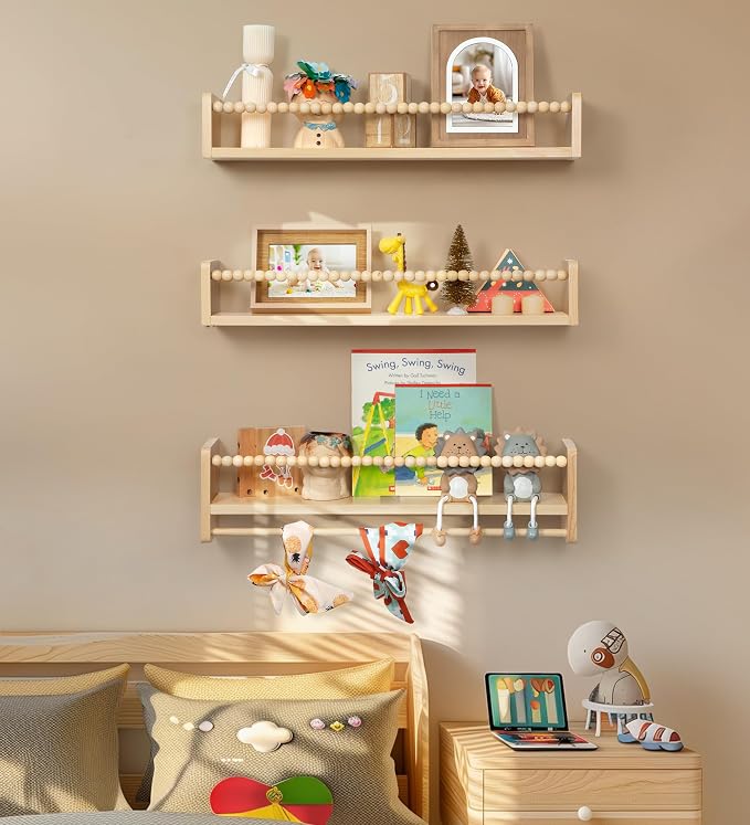 Maxpeuvon Wood Nursery Floating Shelves Cloud Shape Set of 2