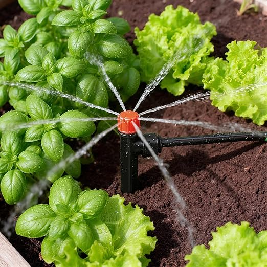 30 Pack Quick Connect Drip Emitters with Stake for 1/4" Irrigation Tubing, Adjustable 360 Degree Water Flow Irrigation Sprayer On 5" Stake Garden Irrigation Dripper for Watering System
