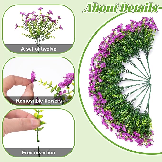 Ammyoo Artificial Faux Hanging Plants Flowers Basket for Spring Outdoor Decoration, Fake Silk Daisy UV Resistant Look Real with Eucalyptus Leaves Summer Outside Decor for Home Patio Garden