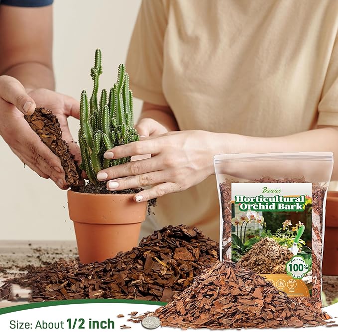 9qt Orchid Bark Horticultural Grade- Natural Mulch for Potted Plants, Root Development of Orchid Plants and Garden Soil Amendment Mix