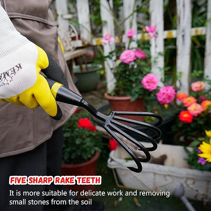 Kemaier Stainless Steel Hand Cultivator - Garden Rake: Great for Heavy - Duty Soil Loosening, Planting and Weed Removal