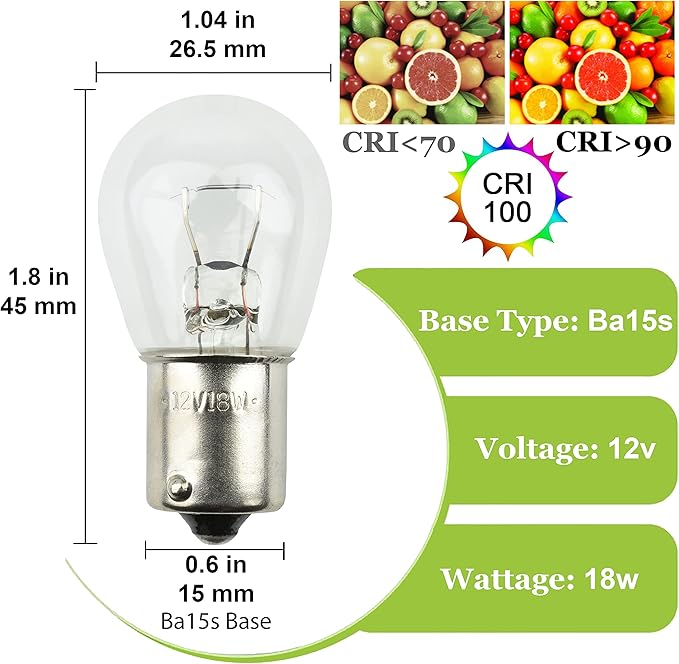 Diximus Pack of 10 Bulbs 1141 S8 Low Voltage Landscape Light Bulbs 12V 18W BA15s Bayonet 18W Lamp