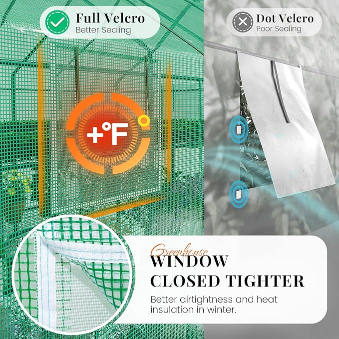 KING BIRD Premium Greenhouse for Outdoors, 84x56x77 Upgraded PVC Cover & Heavy Duty Steel Frame Walk-in Portable Green House for Outside Garden, Screen Windows & Mesh Door, 3 Tiers 14 Shelves, Green