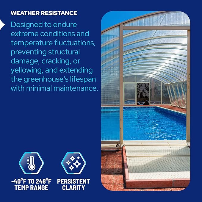 KASTLITE Polycarbonate Greenhouse Panels | 8mm Twin Wall Polycarbonate Roof Panels | 0.31" Clear, 2-Layer Polycarbonate Sheets | Shatterproof, UV Protected, Waterproof for Gardens Patios Backyards