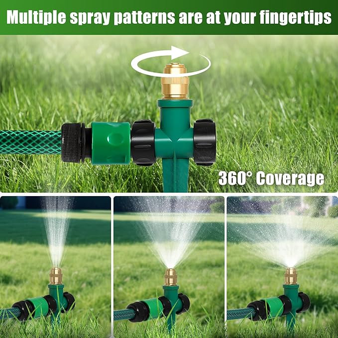 Joyhalo 4 Pack Flexible Sprinkler System with Spike Base, Above Ground Sprinkler System kit, Multi-Adjustable Irrigation Sprinkler Set for Yard, Lawn, 32.5FT Garden Hose Included