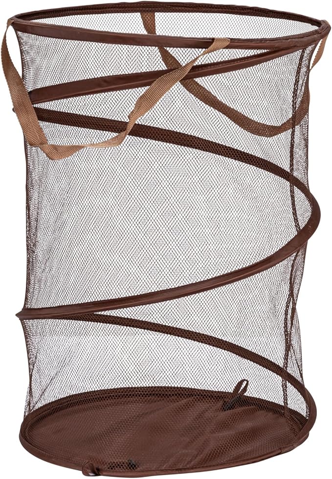 Household Essentials Pop-Up Mesh Laundry Hamper, Brown