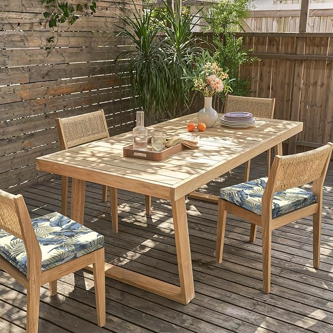 LVTXIII Outdoor Seat Cushions Set of 2 Square Corner Chair Cushions with Ties, Patio Chair Pads for Home Office and Patio Garden Furniture Decoration 18.5"x16"x2", ‌Lush Palm Blue