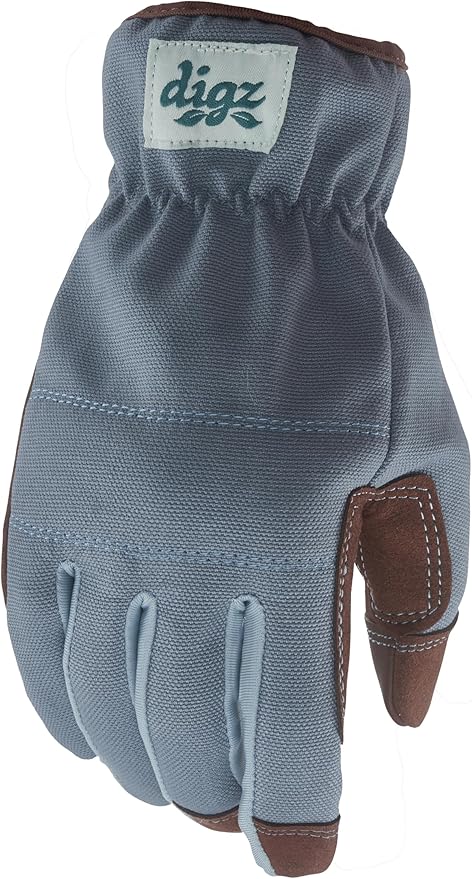 Digz Women's Large Duck Canvas Garden Gloves, Touchscreen, Blue