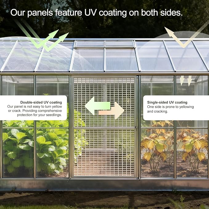 UMIG 12 PCS 4' x 2' x 0.16'' Polycarbonate Greenhouse Panels, Twin-Wall Waterproof UV Protected Corrugated Plastic Roof Panels Sheets, Clear Replacement Panels for Greenhouse, Outdoor, Plant