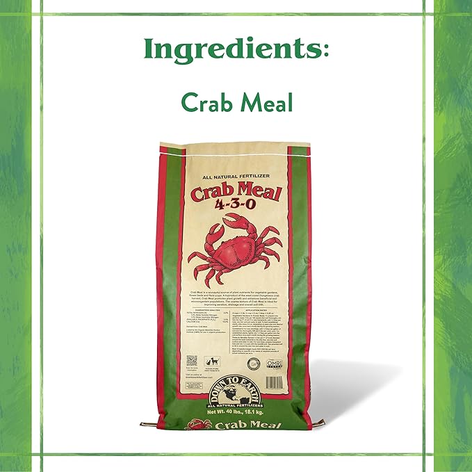Down To Earth All Natural Fertilizers Organic Crab Meal - Plant Food for Vegetable Gardens and Flower Beds 4-3-0, 40 lb