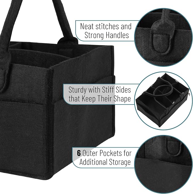 Mr. Pen- Baby Diaper Caddy Organizer, Black, Medium