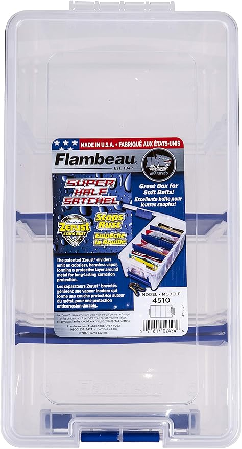 Flambeau Outdoors Super Half Satchel Soft Bait Organizer, Zerust, Clear