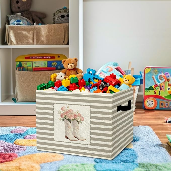 Rustic Cowgirl Boot Storage Bins Boxes Handles