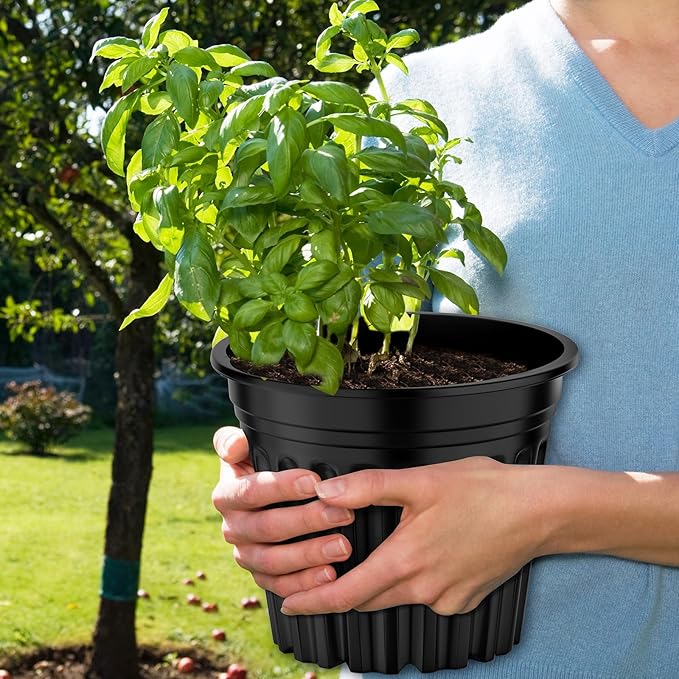 50 Pcs 3 Gallon Planter Nursery Pots, Seed Starting Pot Plastic Flower Seedling Pots with Drainage Holes Flexible Plant Container for Garden Lawn Yard Plants Seedlings (50, 3 Gallon)