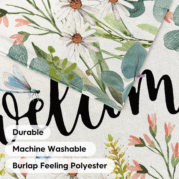 AVOIN colorlife Spring Daisy Flowers House Flag 28 x 40 Inch Double Sided, Seasonal Welcome Yard Outdoor Flag