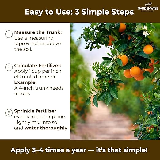 GARDENWISE Professional Citrus Fertilizer + Vital Micronutrients; Perfect Balanced NPK for All Citrus; for Indoor and Outdoor Plants; Orange, Lime, Avocado and Lemon Tree Fertilizer (5 QUARTS)