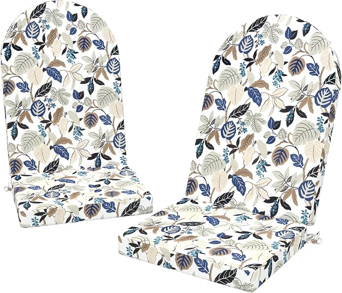 Outdoor Foam Adirondack Cushion, Water Repellent Foam Cushion for Adirondack Chairs Patio Furniture, 44 x 19 Inch, Breeze Leaves Beige