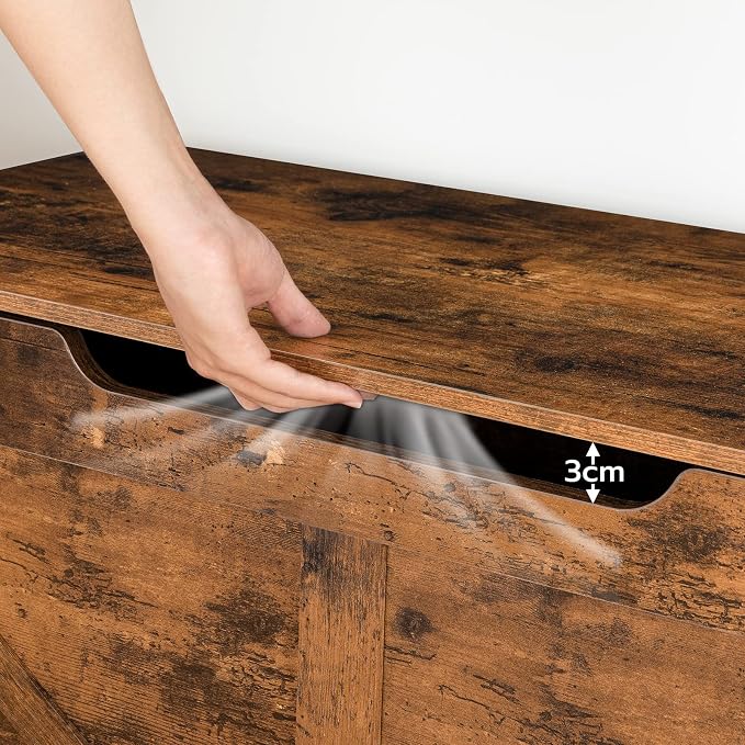 HOOBRO Storage Bench, 43.3” Retro Wooden Storage Chest with U-Shaped Cut-Out Pull, Safety Hinge, Supports 220 lb and Easy Assembly for Toy Box Organizer (Rustic Brown) BF772CW01