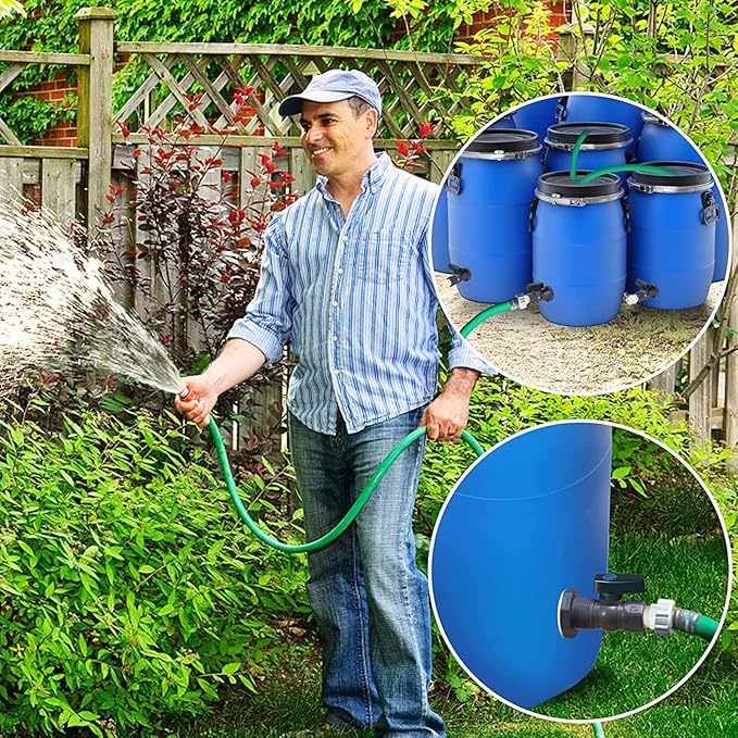 Rain Barrel Spigot Kit with 3 Pack Garden Hose Male Threaded Adapter (3/4" Male), 3/4 Inch Water Barrel PVC Garden Diverter Kit with Hole Saw for Water Tanks, Aquariums, Tubs, Pool, Garden Barrel
