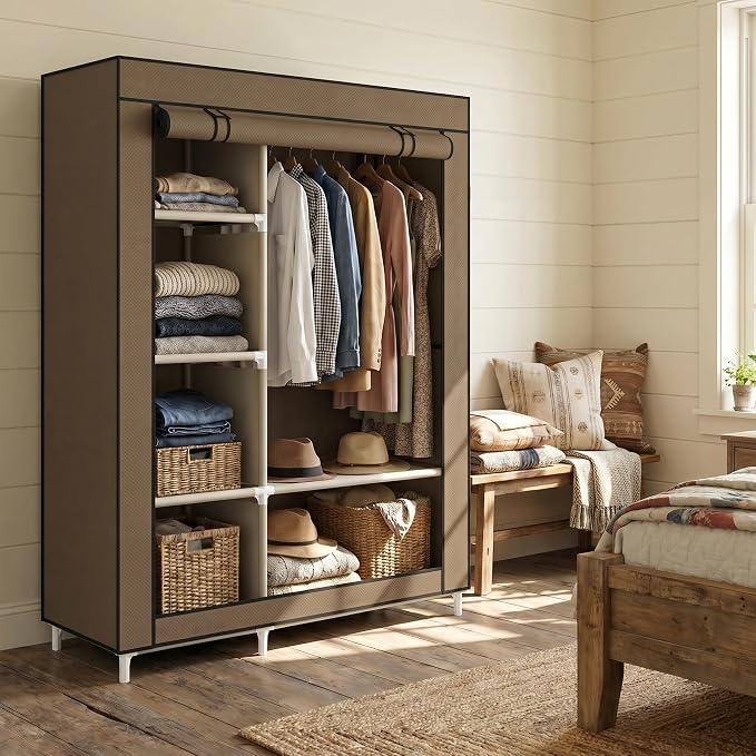 Calmootey Portable Closet Organizer, Space-Saving Storage System for Home