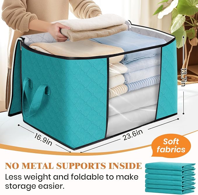 Fab totes 90L Clothes Storage, Foldable Thick Fabric Blanket Storage Bags