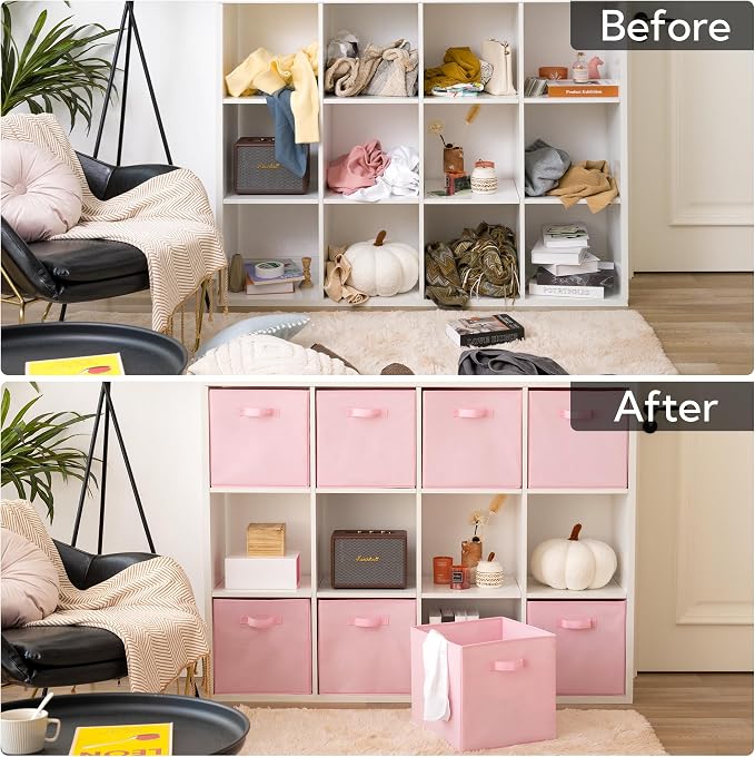 GRANNY SAYS Pink Cube Storage Bins, 13x13 Storage Cube Organizer, 8-Pack